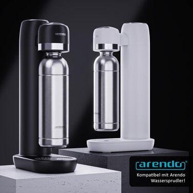 Сифон для газування води Arendo Soda Maker з двома пляшками (1000 мл BPA-free та 1000 мл нержавіюча сталь), сумісний з циліндрами CO2 60 л