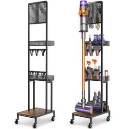 Підставка для пилососа Dyson V15, V12, V11, V10, V8, V7, V6 Gen5 з тримачем для насадок, чорна док-станція для зберігання