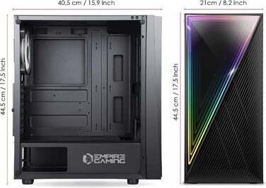 Ігровий корпус Empire Gaming Crystal ARGB, середній ATX/Micro ATX/ITX, 3D-дзеркальний ефект, 2 вентилятори (1x120мм ARGB, 1x120мм стандарт), чорний