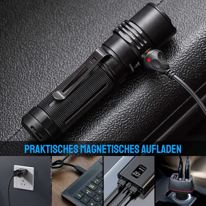 TrustFire LED ліхтарик MC3, надяскравий 2500 люмен, тактичний, IP68, акумулятор 21700, 5 режимів, міні-ліхтарик для полювання та надзвичайних ситуацій, чорний