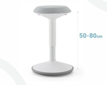 Стілець-сідло балансир BLACK POINT з ефектом гойдання, регульована висота 50-80 см, біло-сірий. Ергономічний стілець для здорової роботи