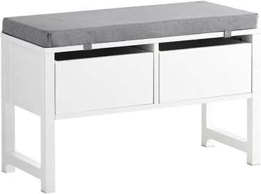Біла лавка з місцем для зберігання SoBuy FSR88-W, 2 шухляди, для передпокою та спальні, макс. навантаження 150 кг, 72x46x30 см
