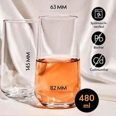 Набір склянок KONZEPT Longdrink 6 шт, 480 мл для коктейлів, соку та води