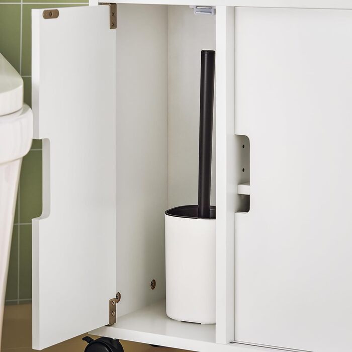 SoBuy BZR02-W шафа для ванної з ДСП, біла, на колесах, з відкритою полицею, вузький бічний стелаж 70x71x20 см