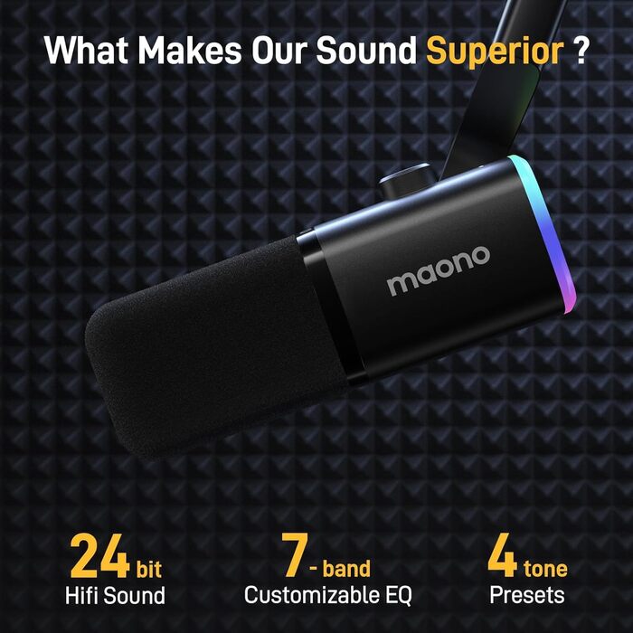 Динамічний мікрофон MAONO XLR/USB з кріпленням, кнопкою вимкнення звуку, регулятором гейну, для подкастів, стрімінгу, ігор, запису, YouTube, сумісний з ПК, PS4/5, Mac, модель PD100XS
