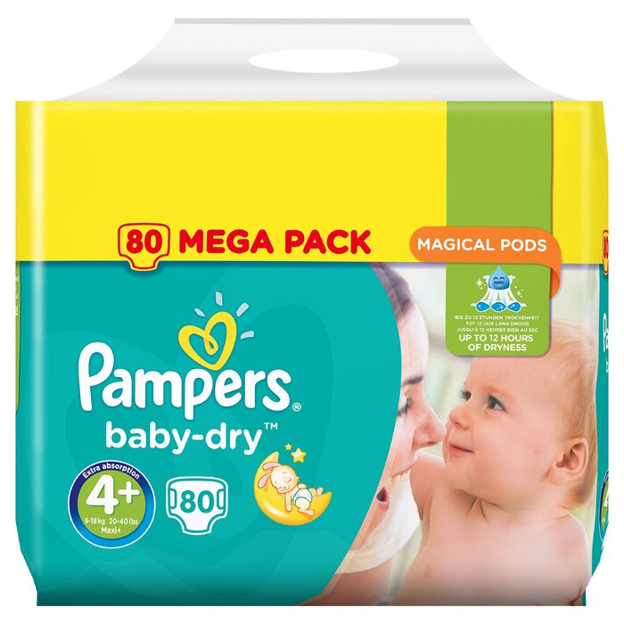 Підгузки Pampers Baby-Dry розмір 4+, 80 шт
