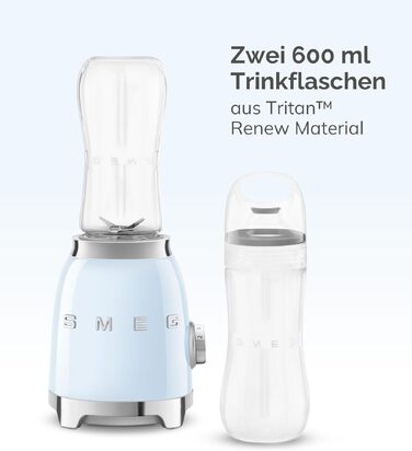 Блендер стаціонарний Smeg PBF01CREU Compact Creme, 300 Вт, 2 швидкості, 2 пляшки 600 мл, кремовий