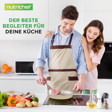 Набір посуду NutriChef 54 шт. – сковороди, каструлі, кухонні аксесуари талового кольору. З ножами, формами для випічки та аксесуарами. Підходить для індукційних, газових та електричних плит. Здорове та дієтичне приготування їжі