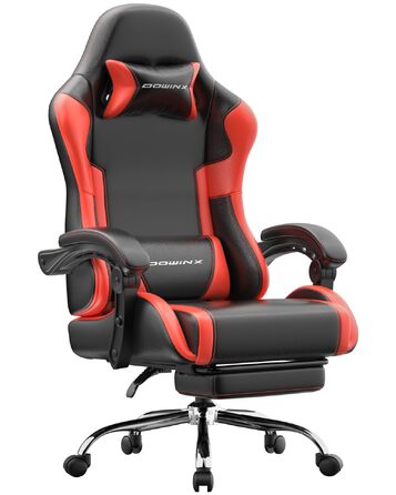 Ігрове крісло Dowinx Ergonomic Gaming Chair з підножкою, навантаження до 150 кг, регульовані підлокітники, офісне крісло для ПК, червоне