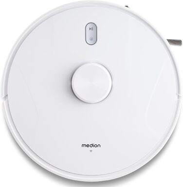 Робот-пилосос MEDION X41 SW з лазерною навігацією, функцією вологого прибирання, потужністю 8000 Па, 2-в-1, точним картуванням, зонами Go/No Go та підтримкою кількох поверхів