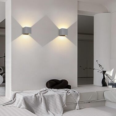 Набір настінних LED-світильників ledmo (8 шт), 12W, тепле біле світло 2700-3000K, чорний матовий, IP65 вологозахищені, з регулюванням напрямку світла (вгору/вниз), для дому та вулиці