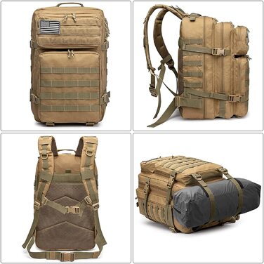 G4Free 40L Тактичний рюкзак для туризму, військовий рюкзак Molle, великий армійський рюкзак для кемпінгу, полювання, трекінгу, колір хакі