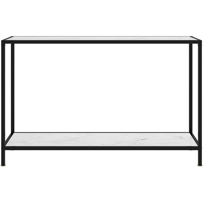 Консольний стіл vidaXL білий 120x35x75 см, загартоване скло, сталева рама, для передпокою, вітальні, туалетний, настінний