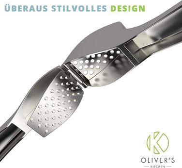 Преміальна прес для часнику та імбиру Oliver's Kitchen, міцна, легка у догляді, без необхідності очищення, срібляста