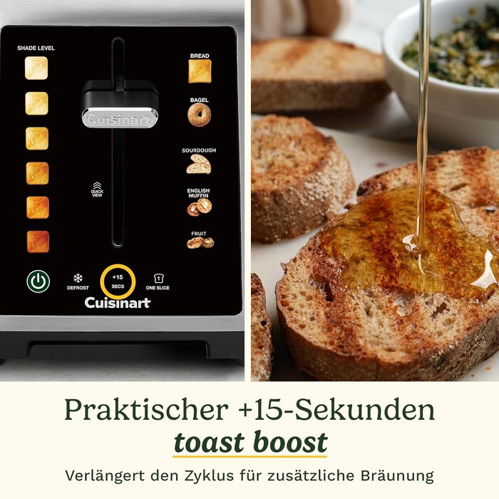 Тостер Cuisinart SimpliTouch XL з сенсорним екраном - 2 слоти, великі прорізи, підрум'янювання хліба, бубликів, чіабати та мафінів