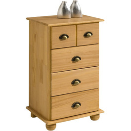 Комод IDIMEX Colmar з 4 шухлядами, аптечна шафа з масиву сосни, брашований/вощений, практичний сайдборд з ручками-ракушками