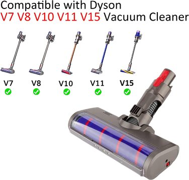 Насадка-щітка для підлоги з м'яким валиком для Dyson V7/V8/V10/V11/V15/SV10/SV11, аксесуар з швидкознімним кріпленням