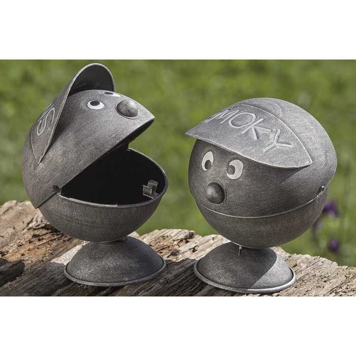 Металева попільничка Boltze Smoky у вигляді обличчя, кругла, для балкона, саду, тераси, 2 варіанти, 1 шт, випадковий вибір
