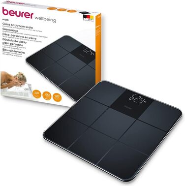 Ваги підлогові Beurer GS 235, скляні, цифрові, чорні, Magic-дисплей, антиковзка поверхня, автоматичне вмикання і вимикання
