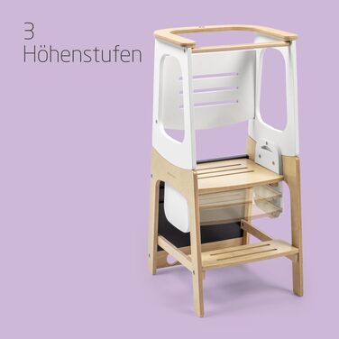 Дитяча Montessori-драбинка Maxi-Cosi Toucan 3-в-1 з дерева: помічник (лернтурм), стілець та стіл з інтегрованою дошкою, FSC-сертифікована натуральна деревина, навантаження до 150 кг