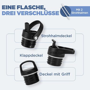 Термофляга IRON °FLASK Edelstahl 710 мл, Cotton Candy: Металева пляшка для води з 3 кришками, ізольована, не протікає, для спорту, школи, фітнесу, кемпінгу (з соломинкою)