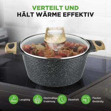 Набір посуду NutriChef 22 предмети антипригарний мармуровий: сковороди, каструлі, аксесуари для кухні (індукція, посудомийна машина)