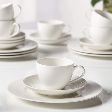 Набір кавового посуду Villeroy & Boch Basic White, 18 предметів, преміум порцеляна, сучасний сервіз для 6 осіб, білий