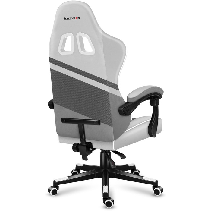 Ігрове крісло Huzaro Force 4.4 White Mesh, ергономічне, з підголівником і поперековою подушкою, до 130 кг, регулювання висоти, гойдалка, тканина, біле
