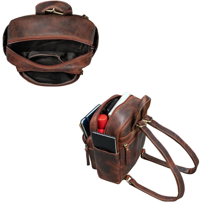 Жіночий міні-рюкзак STILORD Gerda з натуральної шкіри, вінтажний міський daypack, компактний стильний рюкзак для міста, колір: коньяк (Porto), преміум якість