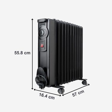 Масляний радіатор BLACK+DECKER BXRA2300E, 2300 Вт, 11 секцій, з термостатом та захистом від перегріву, чорний