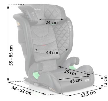 Автокрісло Nukido для дітей 15-36 кг, 4-12 років, ISOFIX, регулювання підголівника та нахилу, Louis (темно-сірий)