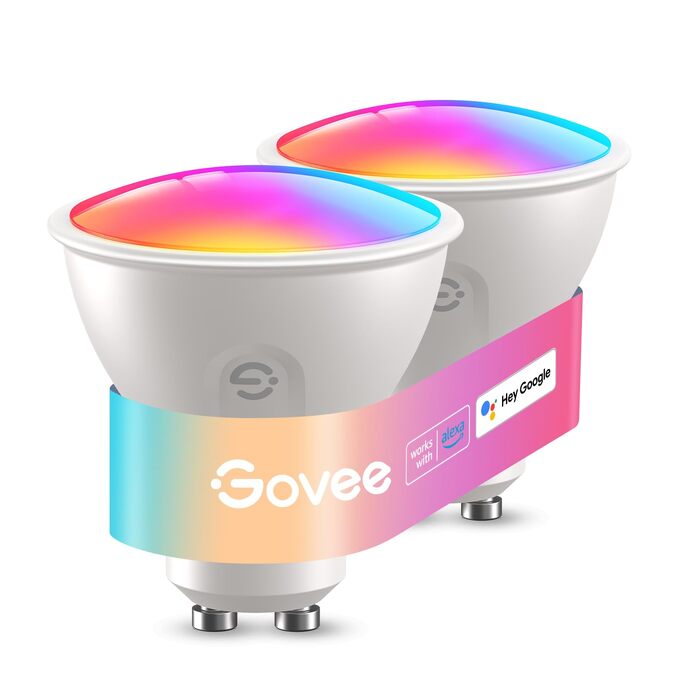 Розумні LED лампи Govee GU10 RGBWW, підтримка Matter, Alexa, Google Home, керування через Wi-Fi, зміна кольорів, синхронізація з музикою, диммер, набір 2 шт.