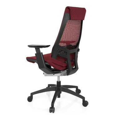 Офісне крісло GENIDIA SMART BLACK з сітчастою спинкою, червоним акцентом hjh OFFICE