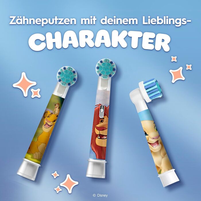 Дитяча електрична зубна щітка Oral-B Pro Kids 3+ Король Лев, біло-червона (набір 8 шт.)