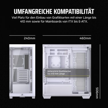 Корпус для ПК CORSAIR 3500X Mid-Tower ATX, білий, панорамне загартоване скло, сумісний з реверсивним підключенням материнської плати, без вентиляторів