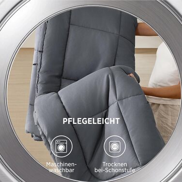 Всесезонна ковдра BEDSURE 240x220 см, стібана ковдра Oeko-TEX, сіра, середньої щільності