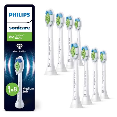 Смінні насадки для електричної зубної щітки Philips Sonicare W2 Optimal White, білі, 8 шт, HX6068/87