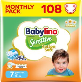 Дитячі підгузки Babylino Sensitive розмір 5 Junior (11-16 кг), 132 шт.