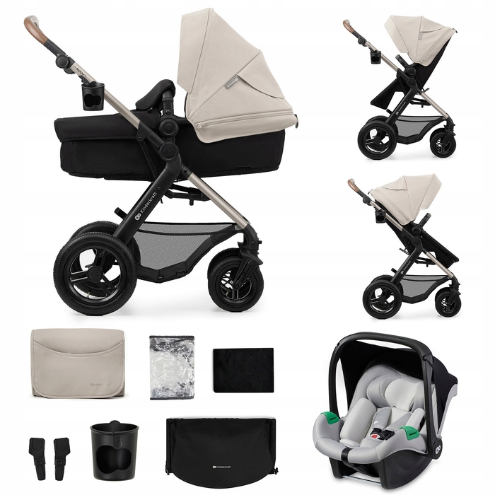 Дитячий візок 4в1 Kinderkraft MOOV 2 AIR з автокріслом MINK PRO та базою, сірий