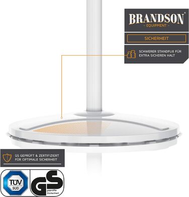 Підлоговий вентилятор Brandson DC Silent з дистанційним керуванням, LED-дисплеєм, 24 швидкостями, тихий, енергоощадний, регульована висота, нахил голови, 80° осциляція, білий