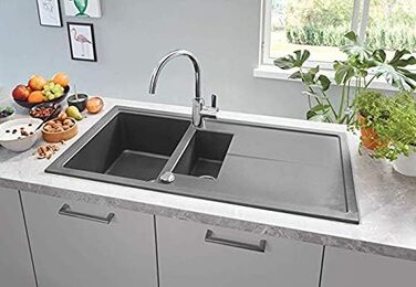 Змішувач кухонний GROHE Eurosmart Cosmopolitan з висувним душем, високий вилив, поворотний на 360°, економія води, хром (31481001)