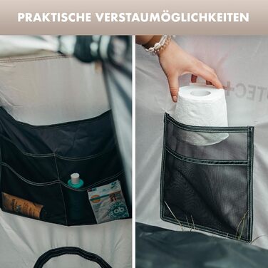 Намет для душу NATURBUMMLER Pop-Up з захистом приватності, водонепроникний, з 5 кишенями та підлогою (1,9 м) – мобільний туалетний намет, переодягальня, захист від погляду для кемпінгу, пляжу, відпочинку на природі