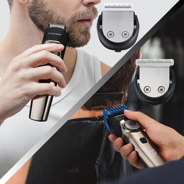 Машинка для стрижки волосся та бороди BarberBoss QR-6083, тример для носа, 39 рівнів, керамічне лезо, водостійка, LED-дисплей