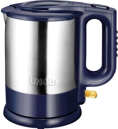 Електрочайник Unold 18018, 1,5 л, 2200 Вт, нержавіюча сталь, синій, захист від перегріву, автоматичне вимкнення, обертовий підставка, фільтр від накипу