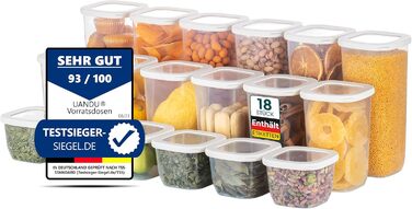 Набір герметичних контейнерів для зберігання продуктів, 18 шт, BPA Free, для сухих харчів, органайзер для кухні, змішаний білий