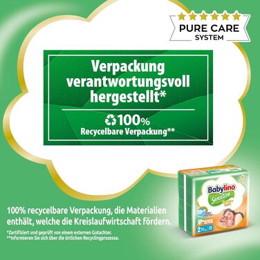 Дитячі підгузки Babylino Sensitive розмір 5 Junior (11-16 кг), 132 шт, гіпоалергенні
