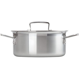 Сковорода Le Creuset з кришкою з нержавіючої сталі, 20 см, для всіх типів плит (в т.ч. індукційних) та духовки, срібна