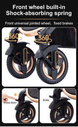 Дитяча коляска YAZOCO 3 в 1: Buggy, Babybett, Комплект. Компактна, складна, з алюмінієвим каркасом для новонароджених (2 шт. чорного кольору)