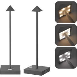 LED настільна лампа Aipsun, 2 шт., димована, акумуляторна, бездротова, антрацит, алюміній, IP54, USB-C, 2700K/4000K/6000K, водостійка