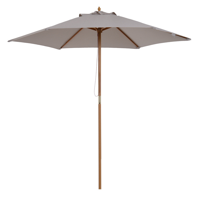 Outsunny Parasol, садова парасолька, 3 яруси, захист від сонця, бамбук 180/㎡ поліестер, сірий, Ø2.5 x 2.3 м